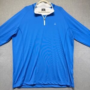 Deolax Mens 1/4 Zip Golf Pullover Blue White Mock Neck‎ XXL Performance Top